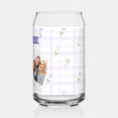 Personalisiertes Lavendel-Gingham-Blumen-Namensges Dosenglas (Links)