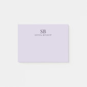 Personalisiertes Lavendel-Initialen-Monogramm Post-it Klebezettel (Vorderseite)