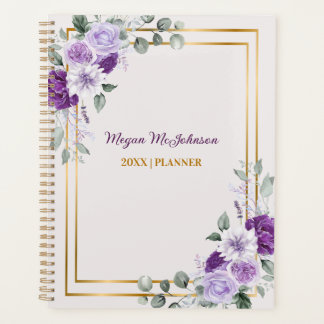 Personalisiertes Lavendel-Wasserfarben-Blumenmuste Planer