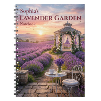Personalisiertes Lavendelgarten-Spiralnotizbuch Notizblock