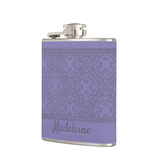 Personalisiertes Lavendelmuster Flachmann (Links)