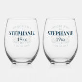 Personalisiertes Leben beginnt mit 40 Weinglas Weinglas Ohne Stiel (Rückseite)