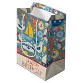 Personalisiertes Leben in der niedlichen Nautische Mittlere Geschenktüte (Vorderseite Schrägansicht)