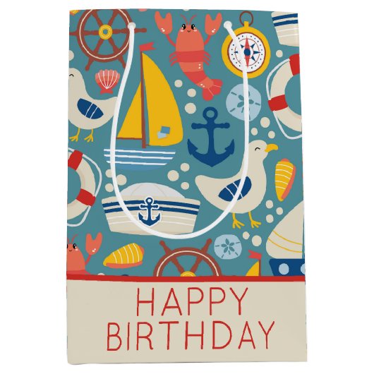 Personalisiertes Leben in der niedlichen Nautische Mittlere Geschenktüte (Vorderseite)