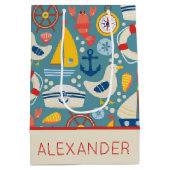 Personalisiertes Leben in der niedlichen Nautische Mittlere Geschenktüte (Rückseite)