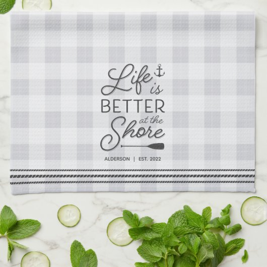 Personalisiertes Leben ist besser an der Küste Kar Geschirrtuch (Gefaltet)