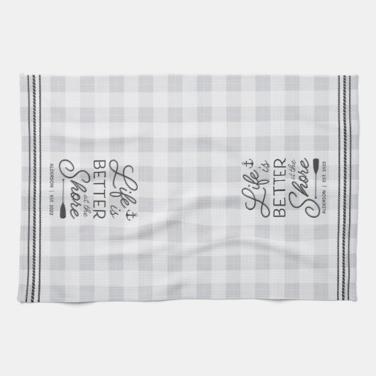 Personalisiertes Leben ist besser an der Küste Kar Geschirrtuch (Horizontal)