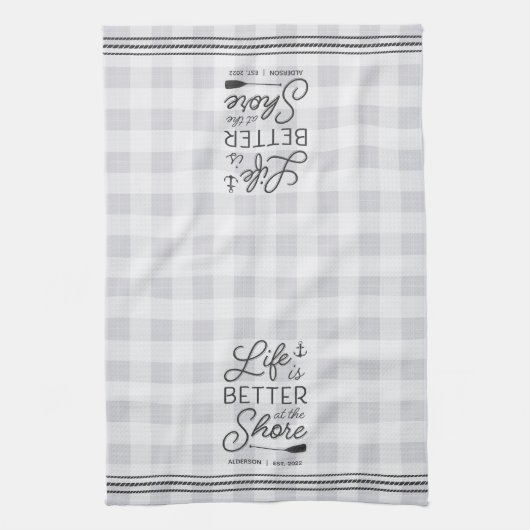 Personalisiertes Leben ist besser an der Küste Kar Geschirrtuch (Vertikal)