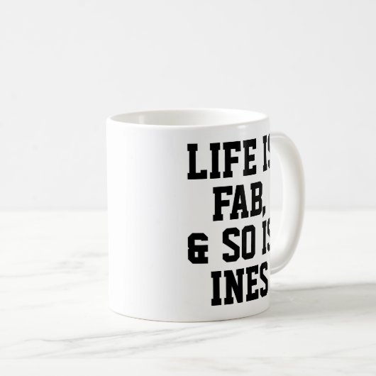 Personalisiertes Leben ist Fab Spaß Zitat Slogan T Kaffeetasse (VorderseiteRechts)