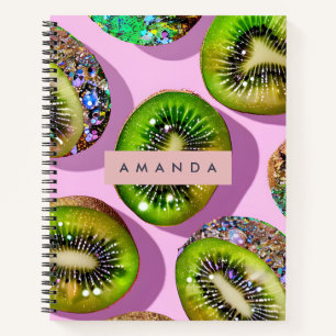 Personalisiertes Lebendiges Glitter-Kiwi-Pop-Art-D Notizblock