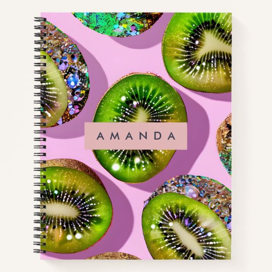Personalisiertes Lebendiges Glitter-Kiwi-Pop-Art-D Notizblock (Vorderseite)