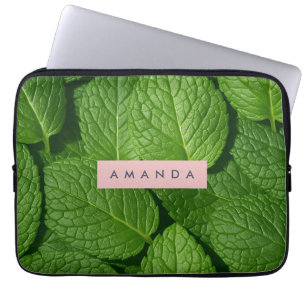 Personalisiertes Lebendiges Grün Frisches Minzebla Laptopschutzhülle
