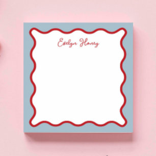 Personalisiertes Lebendiges Whimsica Rosa Blau Wel Notizblock