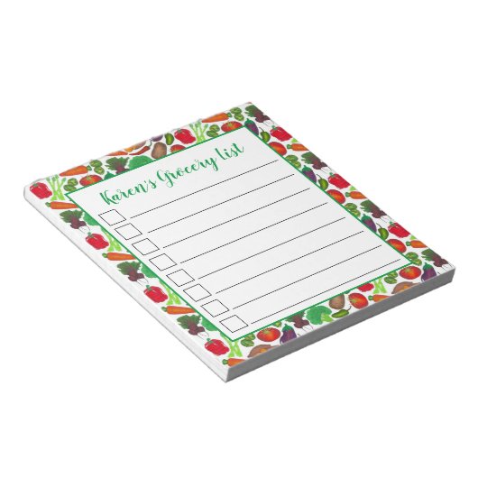 Personalisiertes Lebensmittelgeschäft Gartenvegeta Notizblock (angewinkelt)