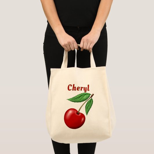 Personalisiertes Lebensmittelgeschäft Red Cherry Tragetasche (Vorderseite (Produkt))