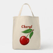 Personalisiertes Lebensmittelgeschäft Red Cherry Tragetasche (Rückseite)