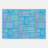 Personalisiertes, lebhaftes Hot Pink, blaues "LIEB Geschenkpapier Set (Vorderseite 3)