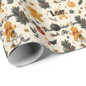 Personalisiertes Lebkuchen Männer und Ornamente Ki Geschenkpapier (Rolleneckpunkt)