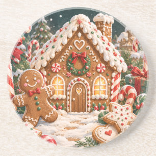 Personalisiertes Lebkuchen-Weihnachten mit Süßigke Getränkeuntersetzer