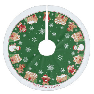 Personalisiertes Lebkuchendorf aus gebürstetem Pol Polyester Weihnachtsbaumdecke