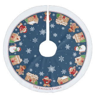 Personalisiertes Lebkuchendorf aus gebürstetem Pol Polyester Weihnachtsbaumdecke