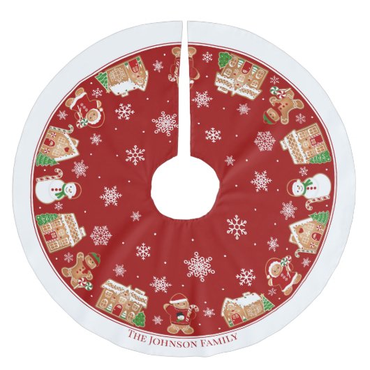 Personalisiertes Lebkuchendorf Polyester Weihnachtsbaumdecke (Vorderseite)