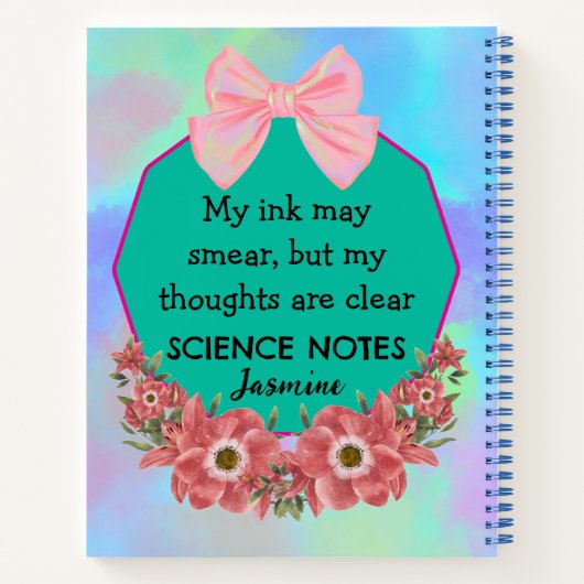 Personalisiertes Lefty-Notebook - Niedliche Blumen Notizblock (Rückseite)