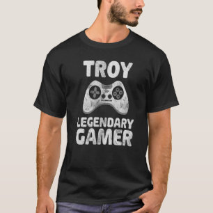 Personalisiertes Legendary Gamer Troy Name Video G T-Shirt