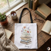Personalisiertes Lehrer-Blumenbuchstapel-Geschenk Tasche