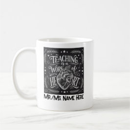 Personalisiertes Lehrer-Dank-Schiefertafel-Herz Kaffeetasse