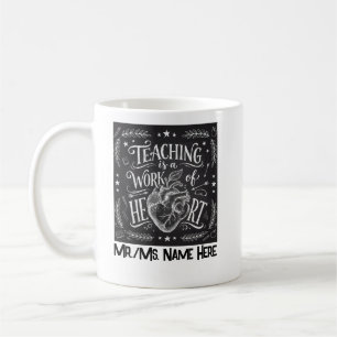 Personalisiertes Lehrer-Dank-Schiefertafel-Herz Kaffeetasse