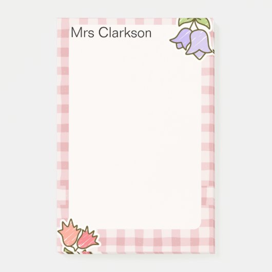 Personalisiertes Lehrer-Dankeschön-Geschenk Rosa Post-it Klebezettel (Vorderseite)