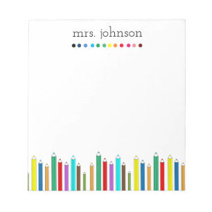 Personalisiertes Lehrer Regenbogen Bleistift Notiz Notizblock