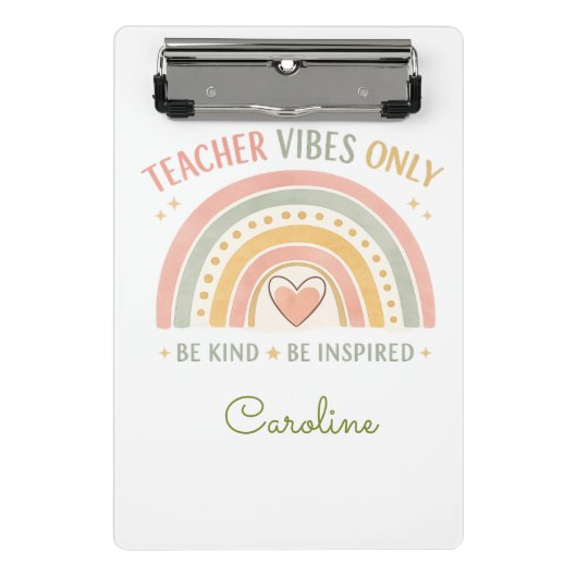 Personalisiertes Lehrer-Vibes-Only-Mini-Clip-Board Mini Klemmbrett (Vorderseite)