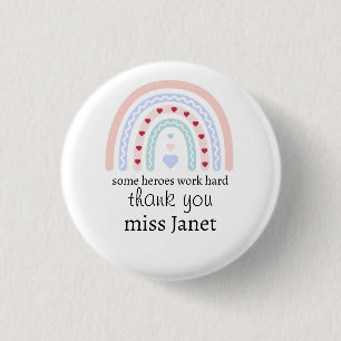 Personalisiertes Lehrer-Weihnachten Rosa Regenboge Button
