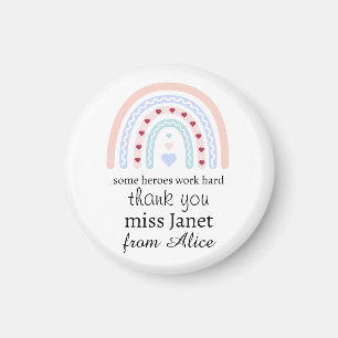 Personalisiertes Lehrer-Weihnachten Rosa Regenboge Magnet
