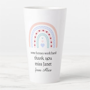 Personalisiertes Lehrer-Weihnachten Rosa Regenboge Milchtasse