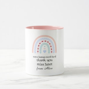 Personalisiertes Lehrer-Weihnachten Rosa Regenboge Tasse