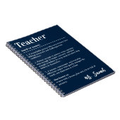 Personalisiertes Lehrer-Wörterbuch-Definition Navy Notizblock (Rechte Seite)