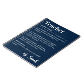 Personalisiertes Lehrer-Wörterbuch-Definition Navy Notizblock (Linke Seite)