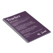 Personalisiertes Lehrer-Wörterbuch-Definition Purp Notizblock (Rechte Seite)