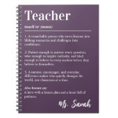 Personalisiertes Lehrer-Wörterbuch-Definition Purp Notizblock (Vorderseite)