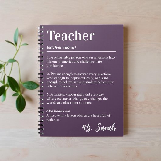 Personalisiertes Lehrer-Wörterbuch-Definition Purp Notizblock