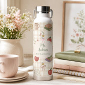 Personalisiertes Lehrergeschenk Floral Gingham Trinkflasche