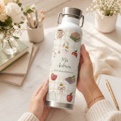 Personalisiertes Lehrergeschenk Floral Gingham Trinkflasche