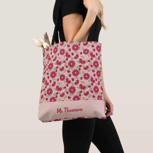Personalisiertes Lehrergeschenk, rosa Gänse Tasche (Von Nahem)