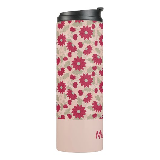 Personalisiertes Lehrergeschenk, rosa Gänseblümche Thermosbecher (Nach links gedreht)