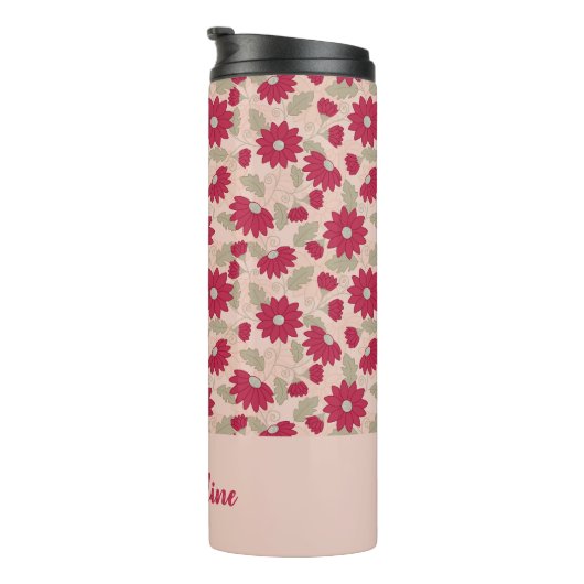 Personalisiertes Lehrergeschenk, rosa Gänseblümche Thermosbecher (Nach rechts gedreht)
