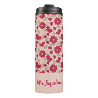 Personalisiertes Lehrergeschenk, rosa Margeriten B Thermosbecher