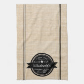 Personalisiertes Leinenlook-Café-Logo Geschirrtuch (Vertikal)